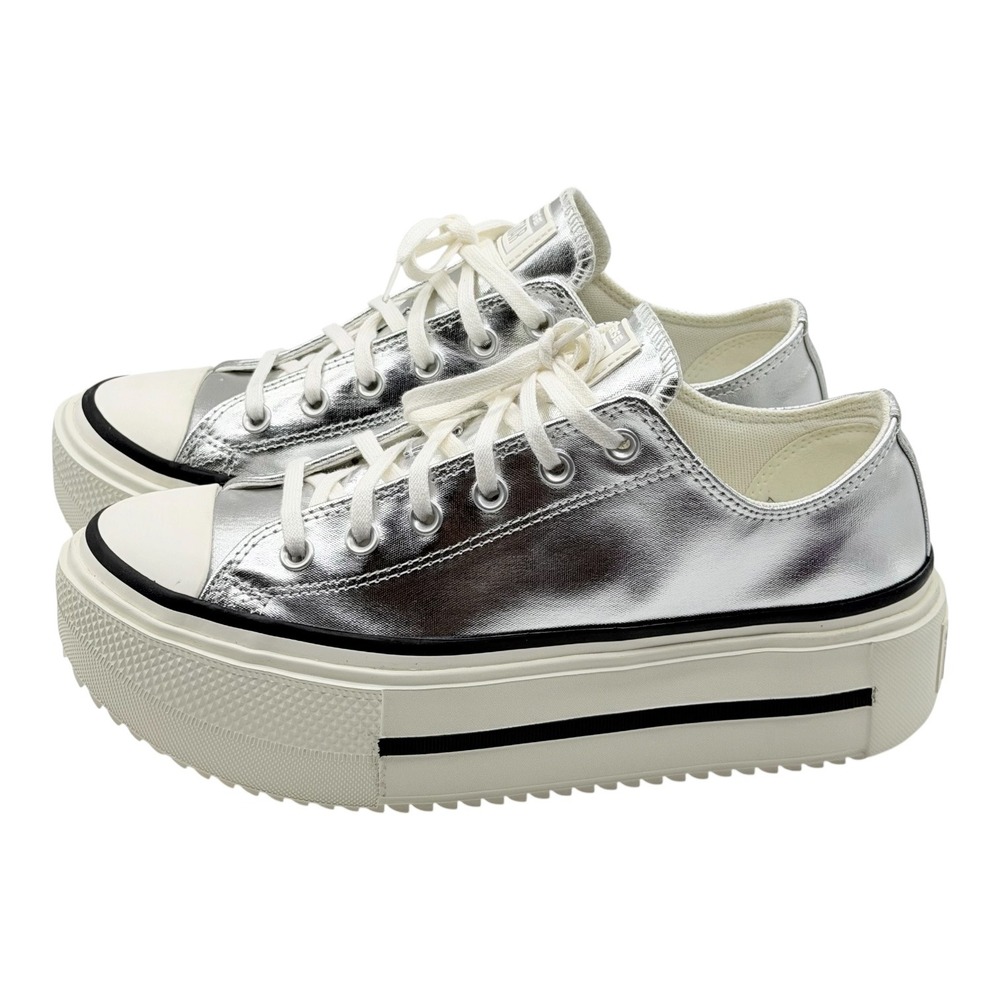 Converse Chuck Taylor All Star Move Metallic Silver Platform Sneakers W 10/M 8